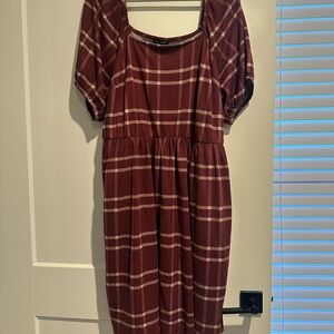 Lane Bryant Red and White Pleated Midi Sundress